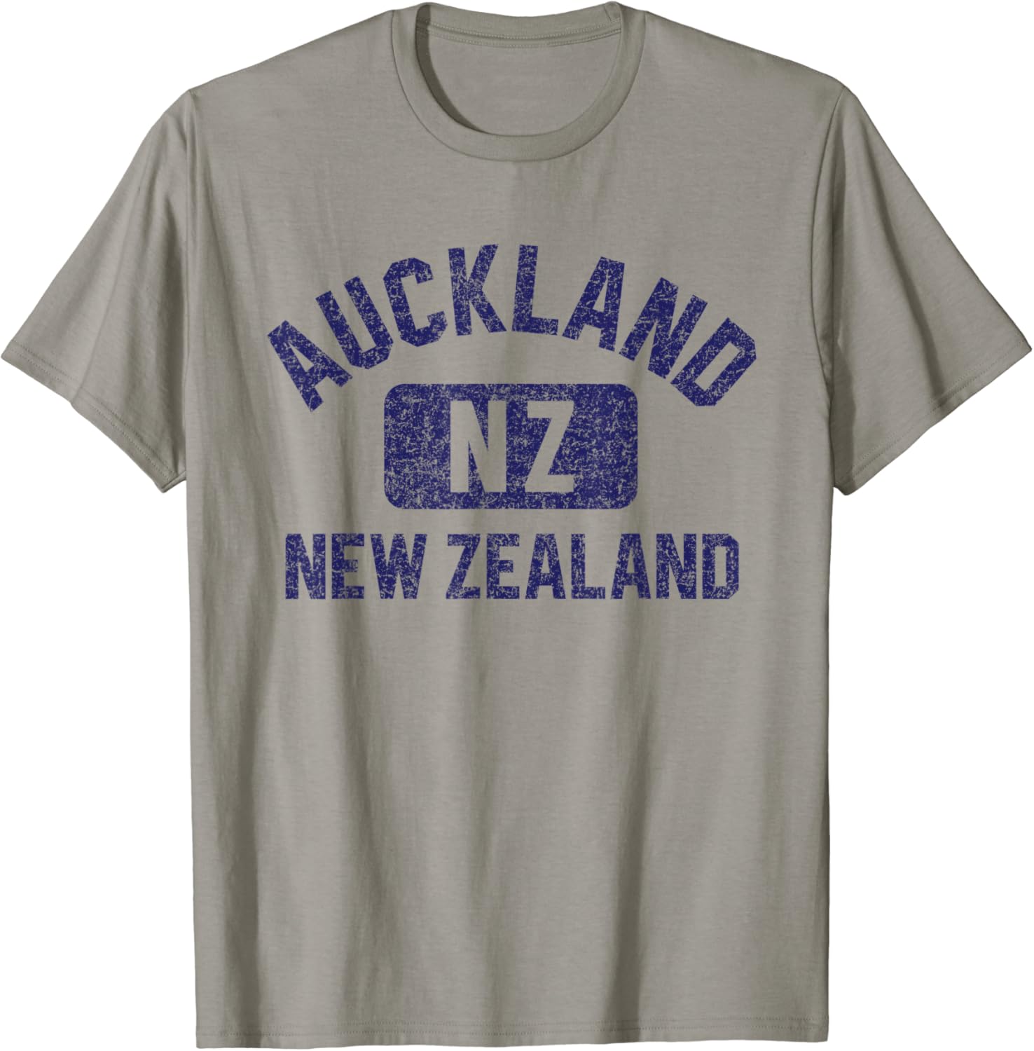Auckland New Zealand Gym Style Distressed Navy Blue Print T